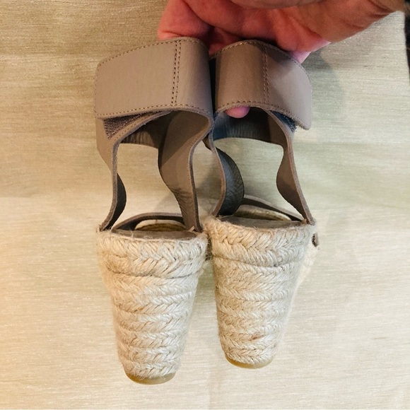 VINCE Sz 8 Sophie Leather Ankle Wrap Peep Toe  Espadrille Wedges Sandals - Picture 14 of 15